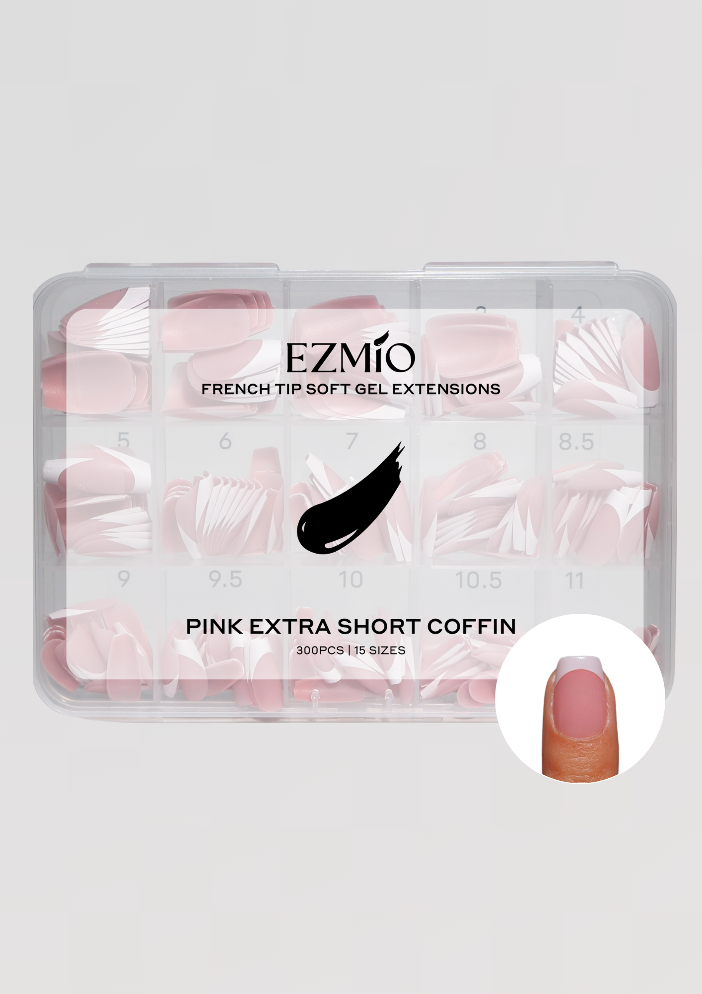 Pink Extra Short Coffin French Tip Gel Extensions