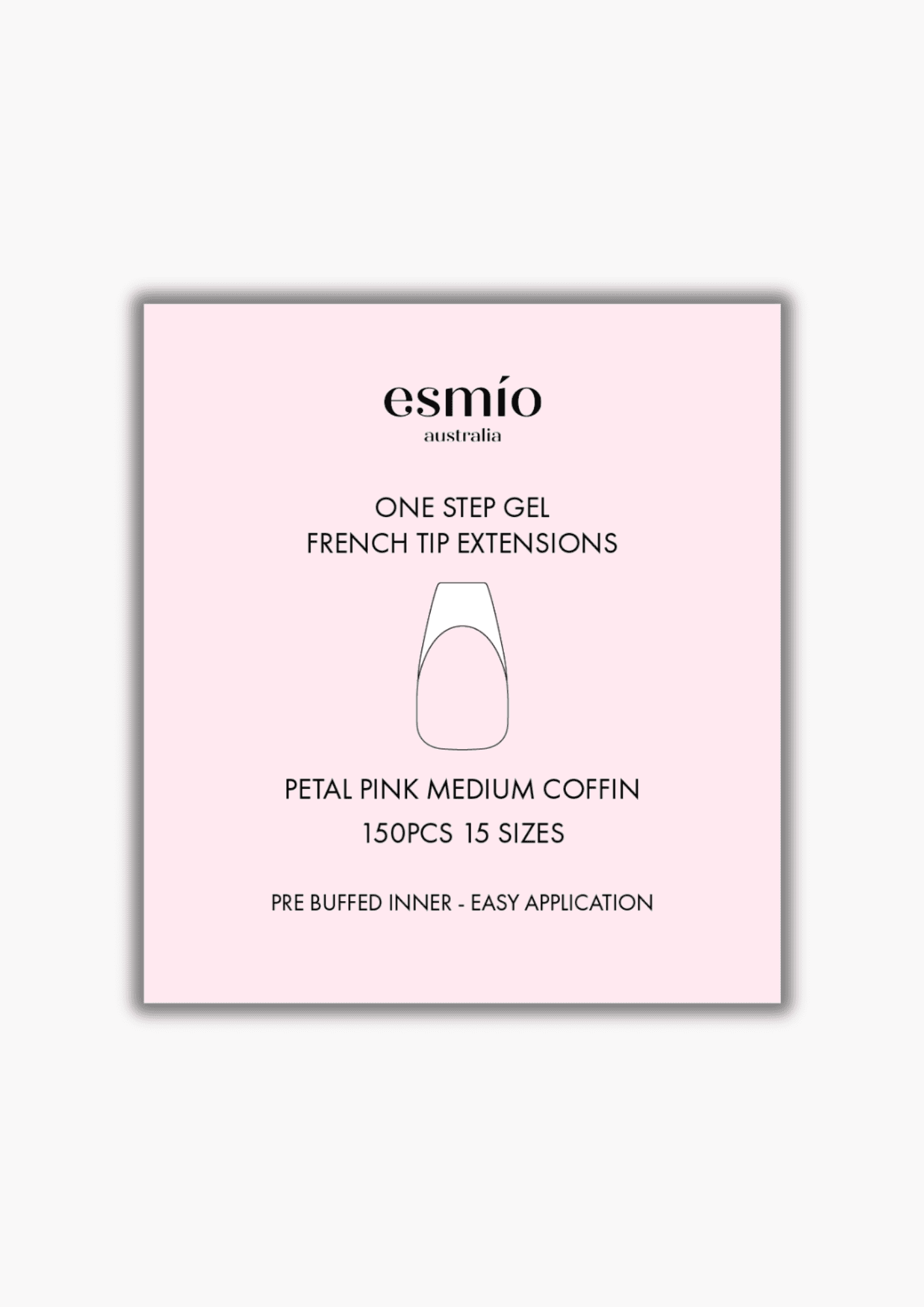 Petal Pink Medium Coffin French Tip Gel Extensions