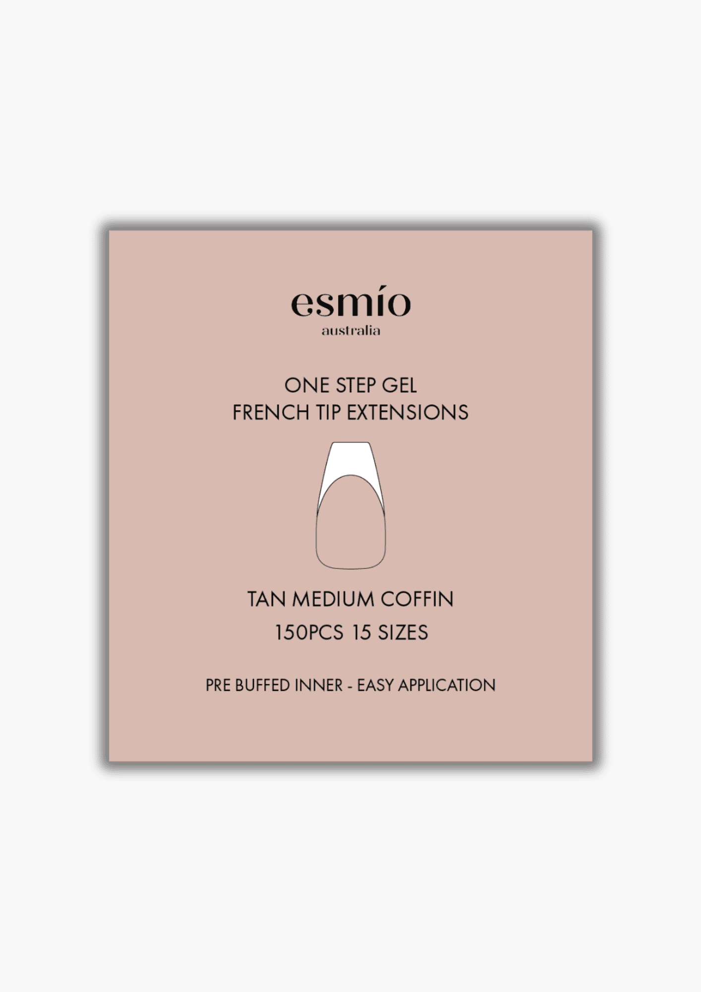 Tan Medium Coffin French Tip Gel Extensions