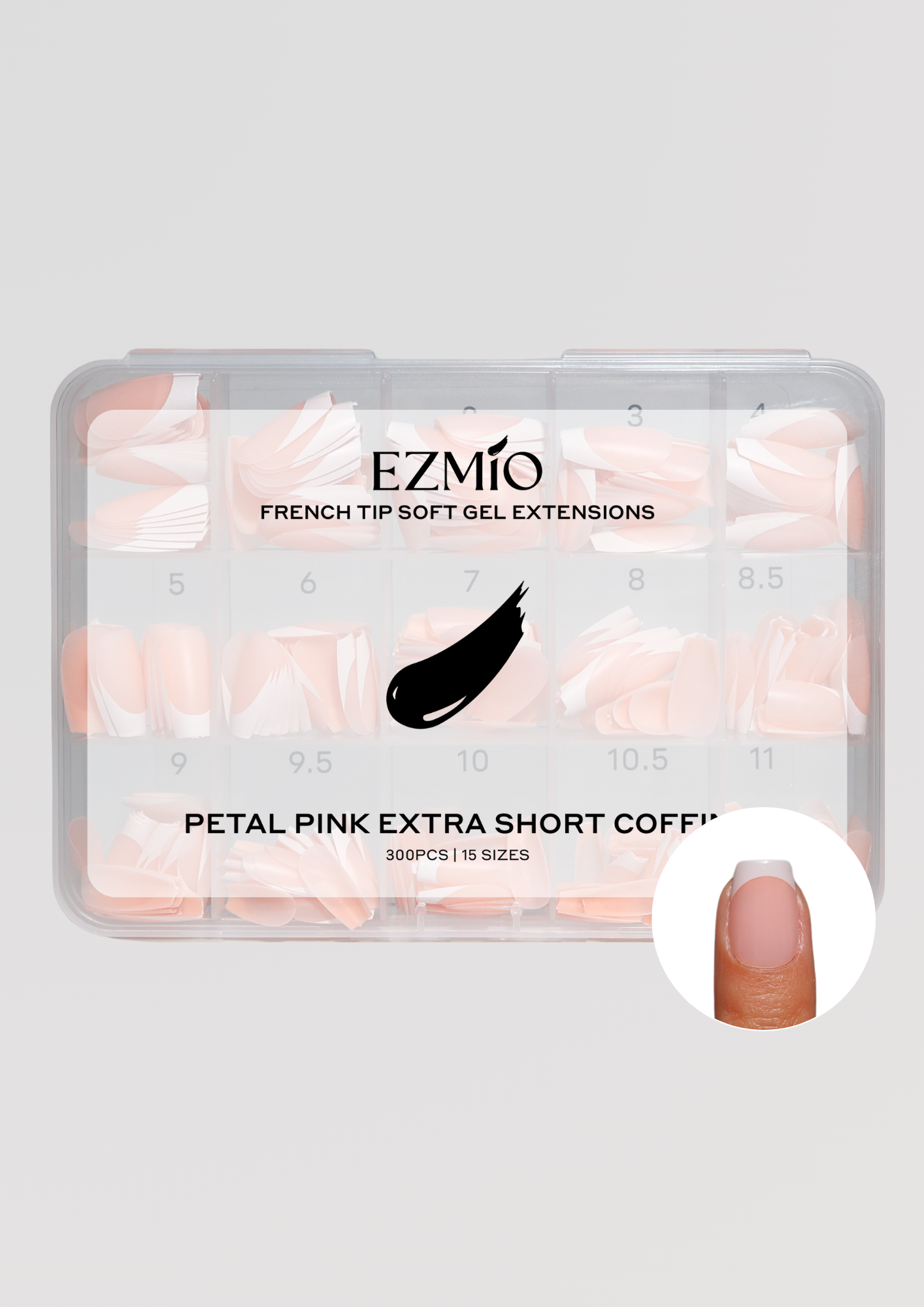 Petal Pink Extra Short Coffin French Tip Gel Extensions