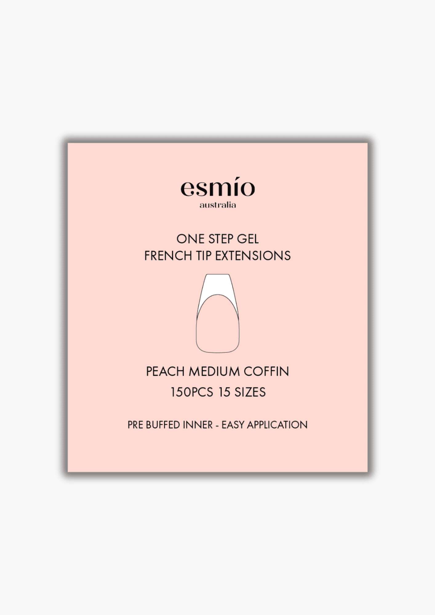 Peach Medium Coffin French Tip Gel Extensions