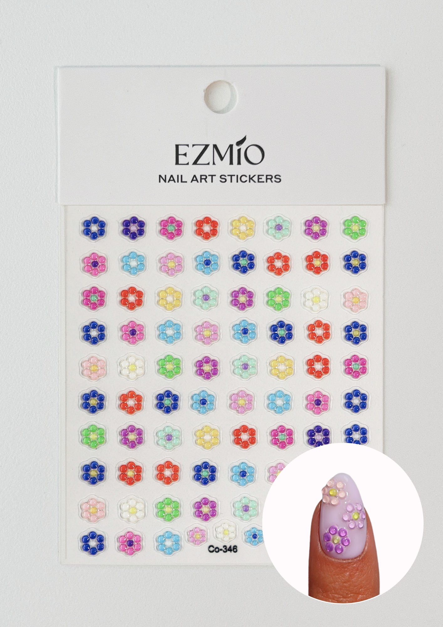 Bubble Blossoms Textured Nail Art Stickers