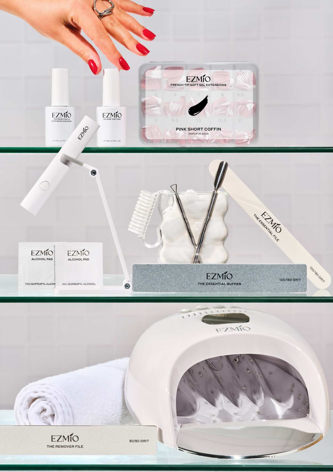 Glamorous Suite エギセット 20g French Tip Gel Extensions Kit | Lasts 21+ Days | Ezmio Beauty