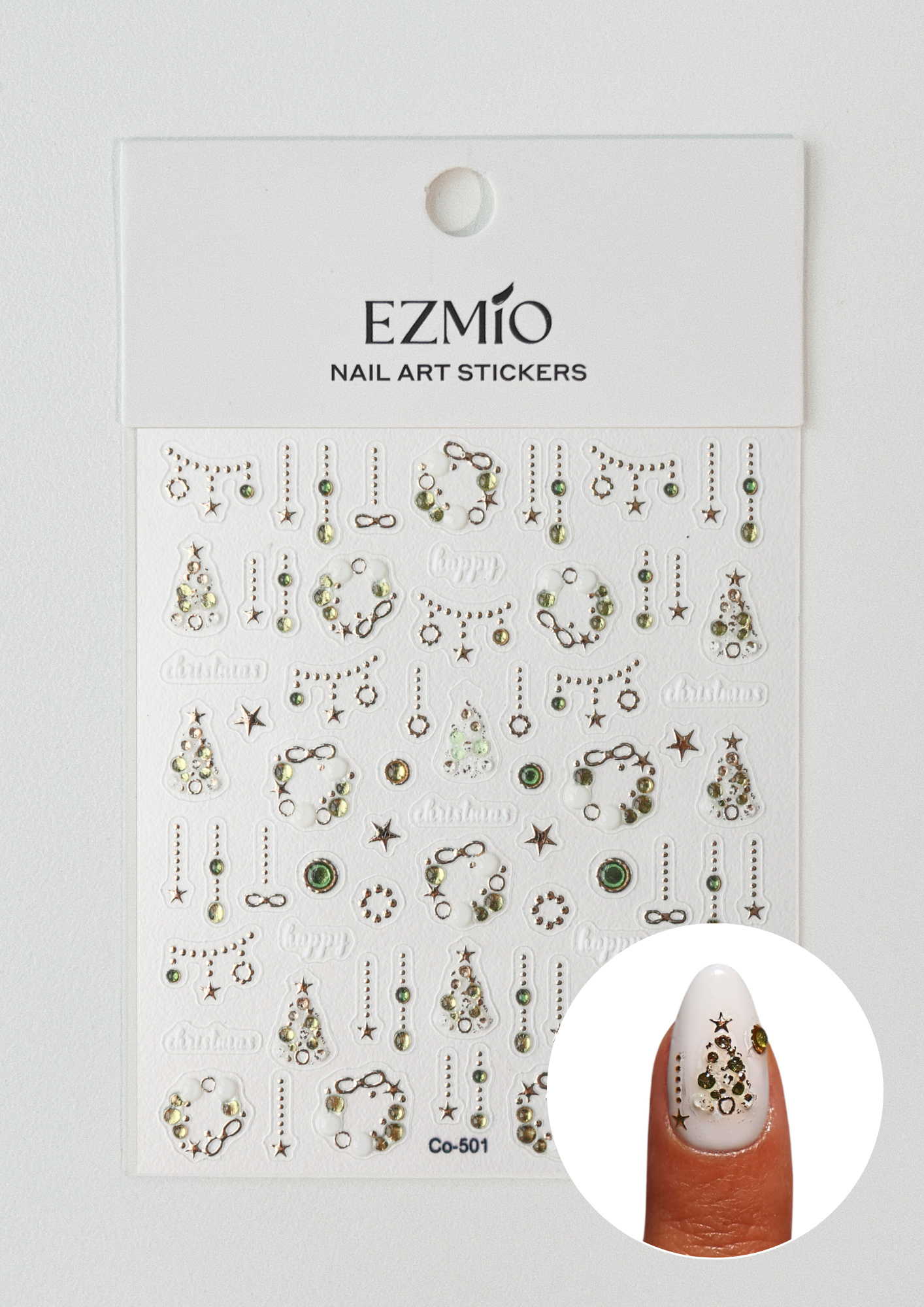 Evergreen Christmas Textured Nail Art Stickers