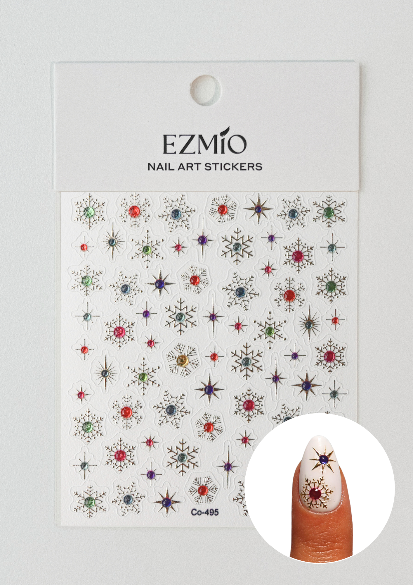 Gem Snowflakes Textured Nail Art Stickers