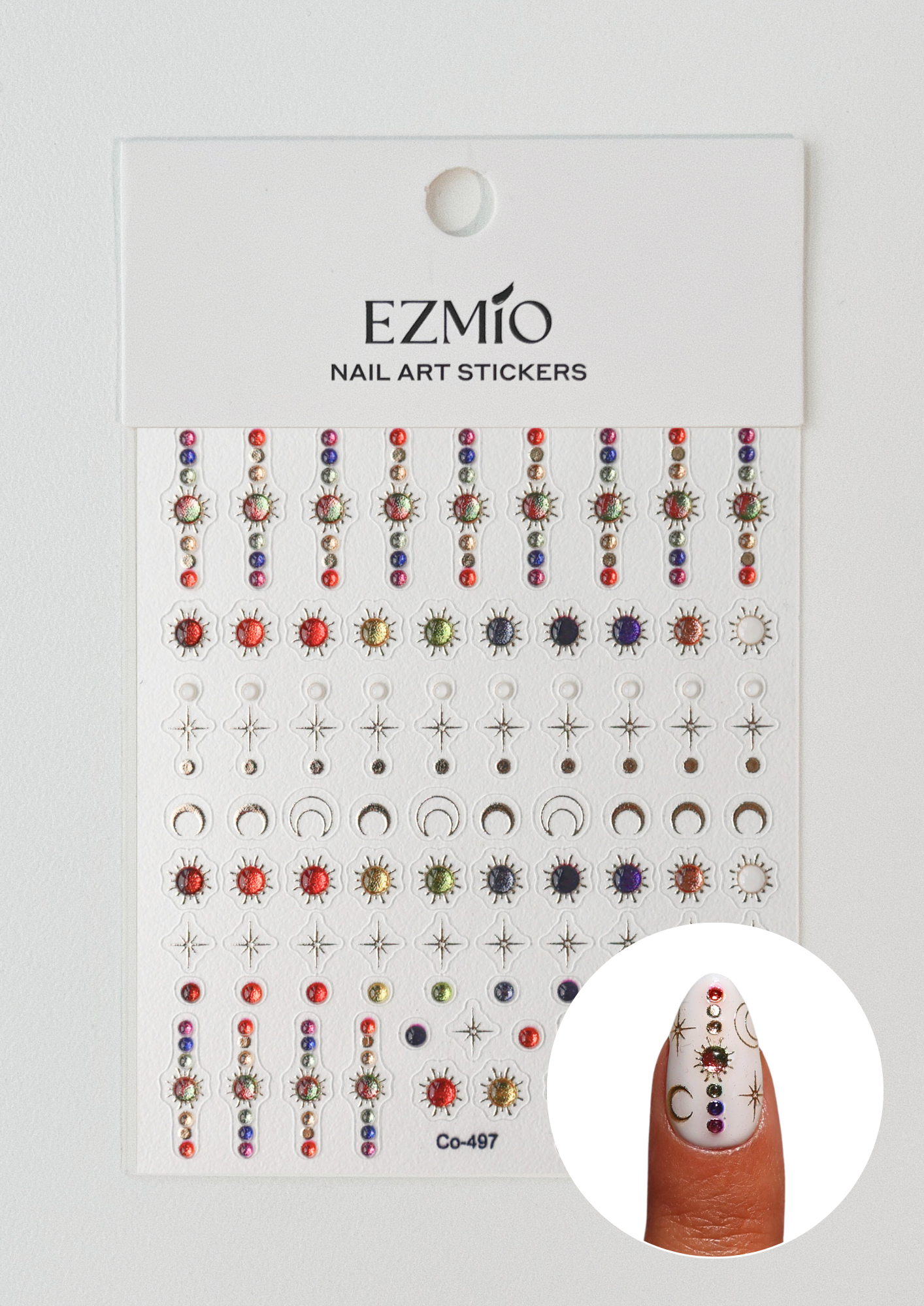 Crystal Moon Phase Textured Nail Art Stickers