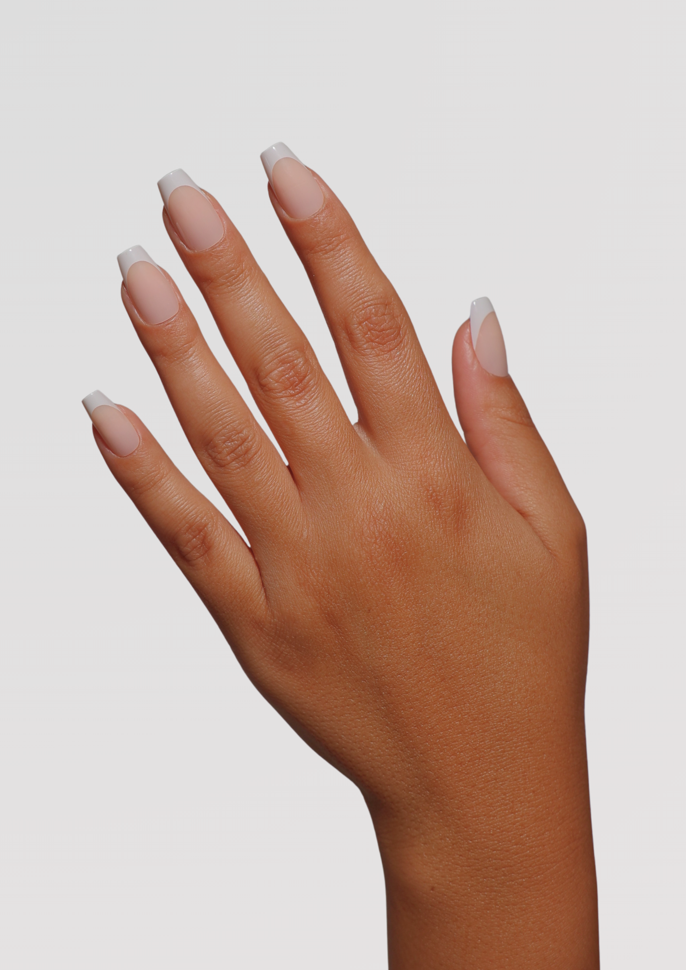 Nude Short Coffin French Tip Gel Extensions