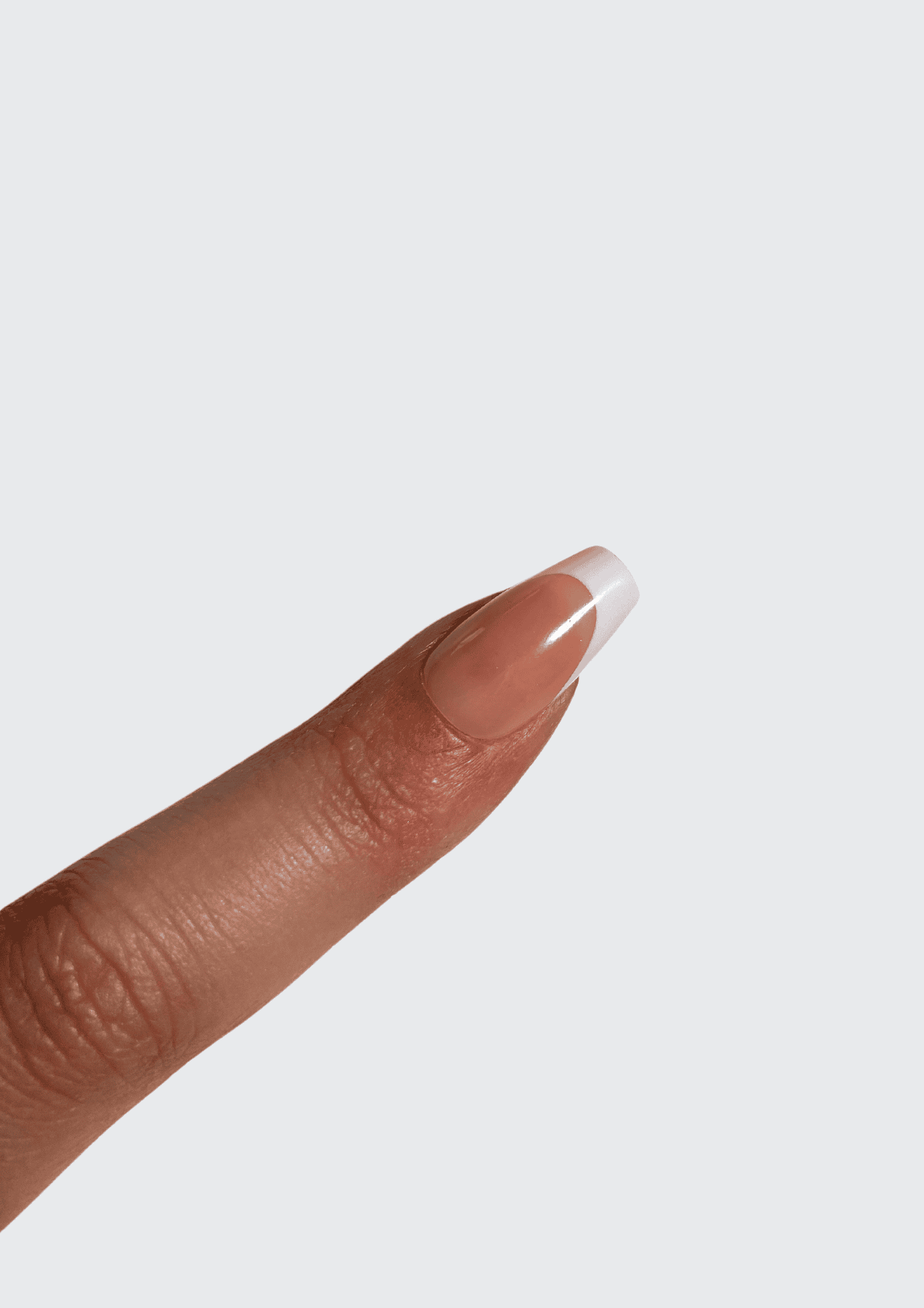Peach Short Coffin French Tip Gel Extensions