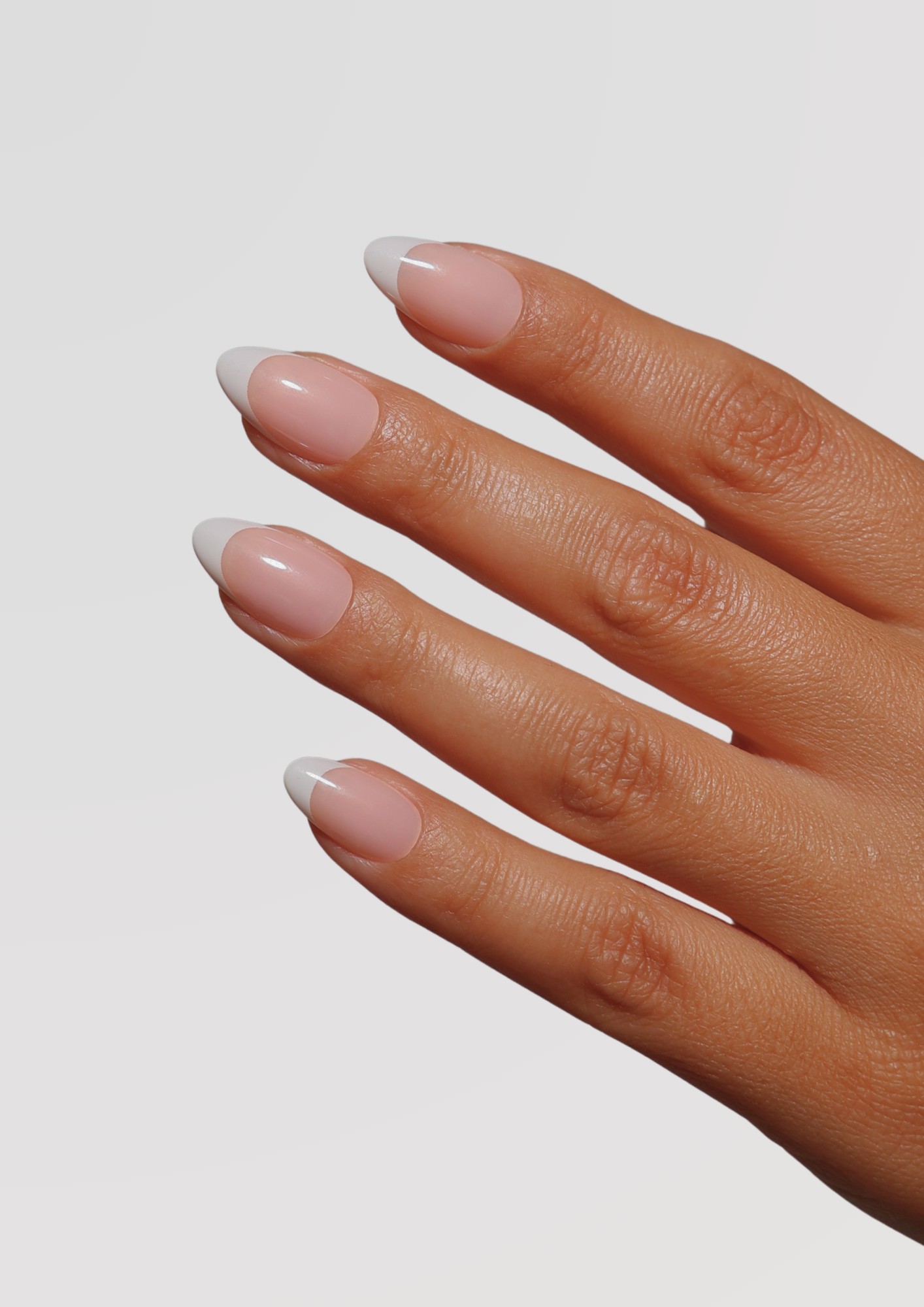 Petal Pink Short Almond French Tip Gel Extensions