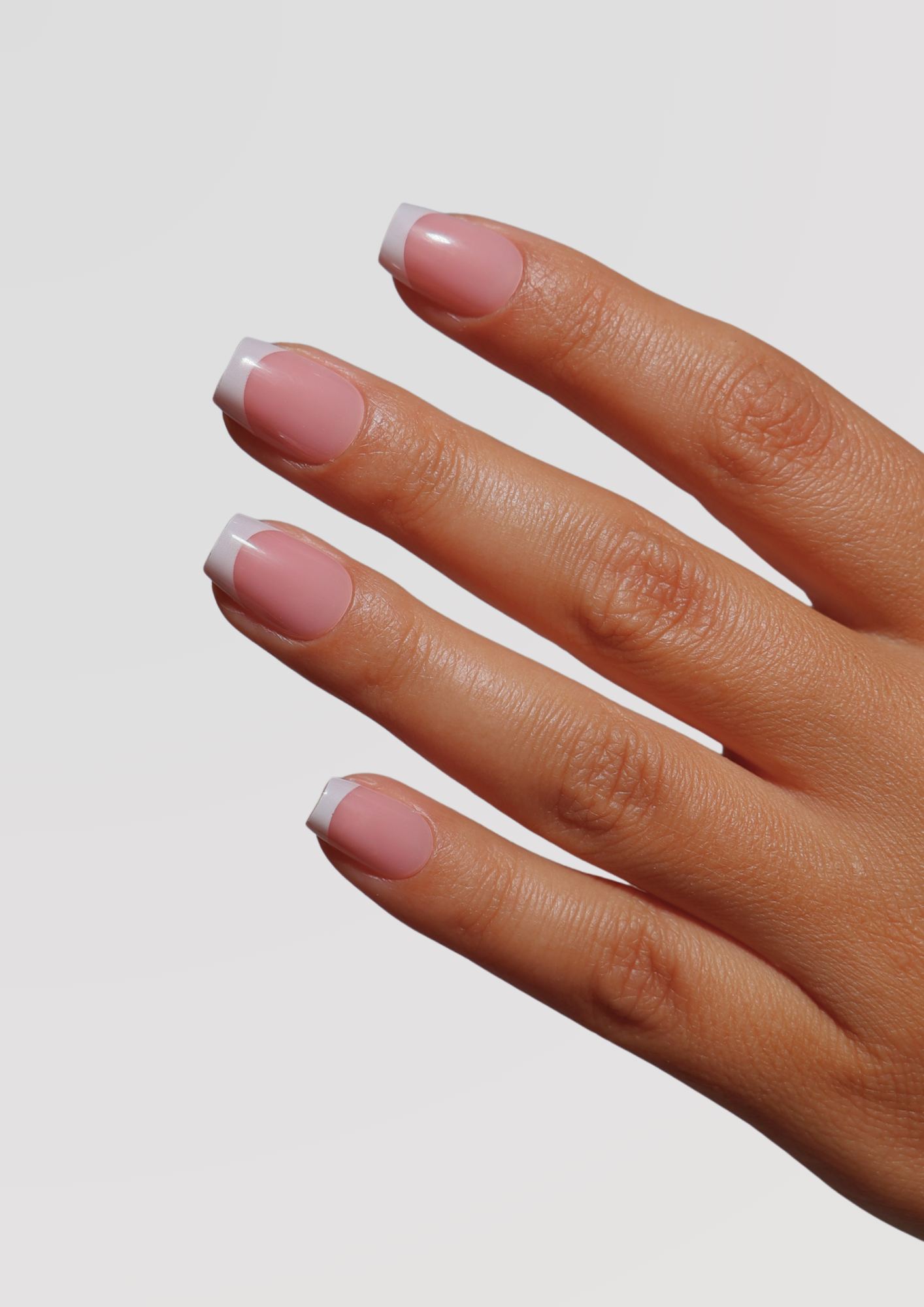 Pink Extra Short Coffin French Tip Gel Extensions