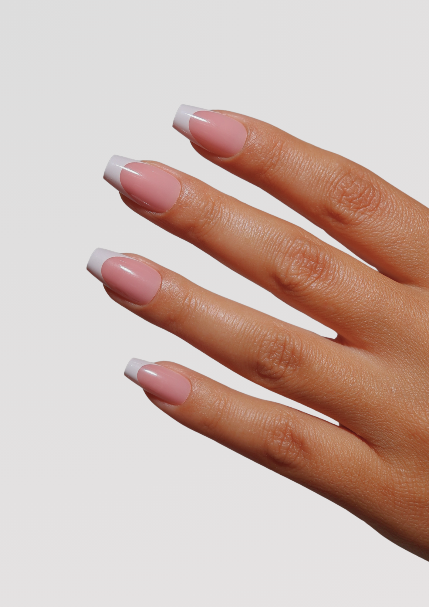 Pink Short Coffin French Tip Gel Extensions