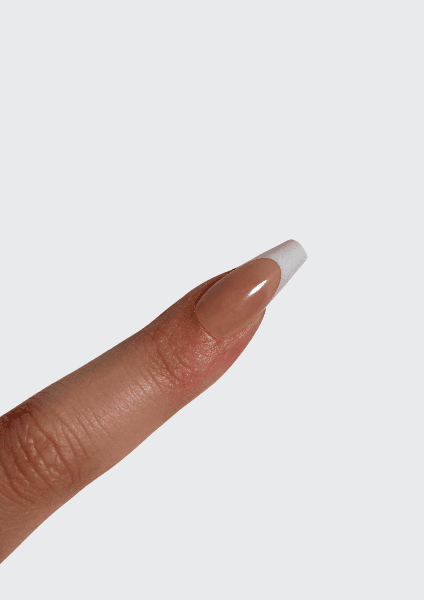 Tan Medium Coffin French Tip Gel Extensions
