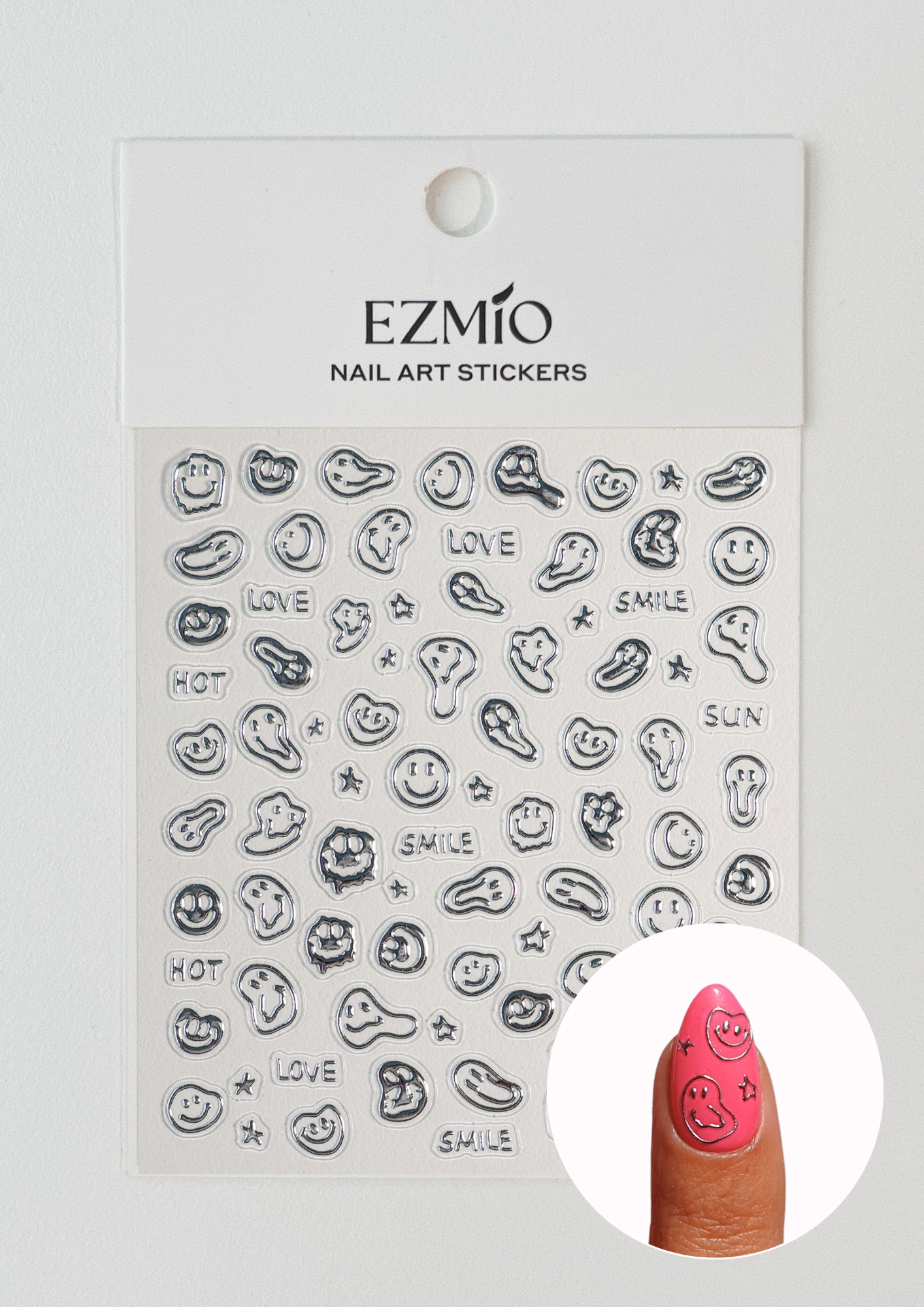 Smiley Drip Textured Nail Art Stickers