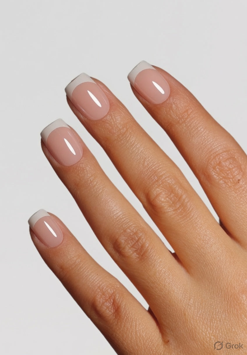 Sienna Skin Glazed French Tip - Short Square | Press On Nails