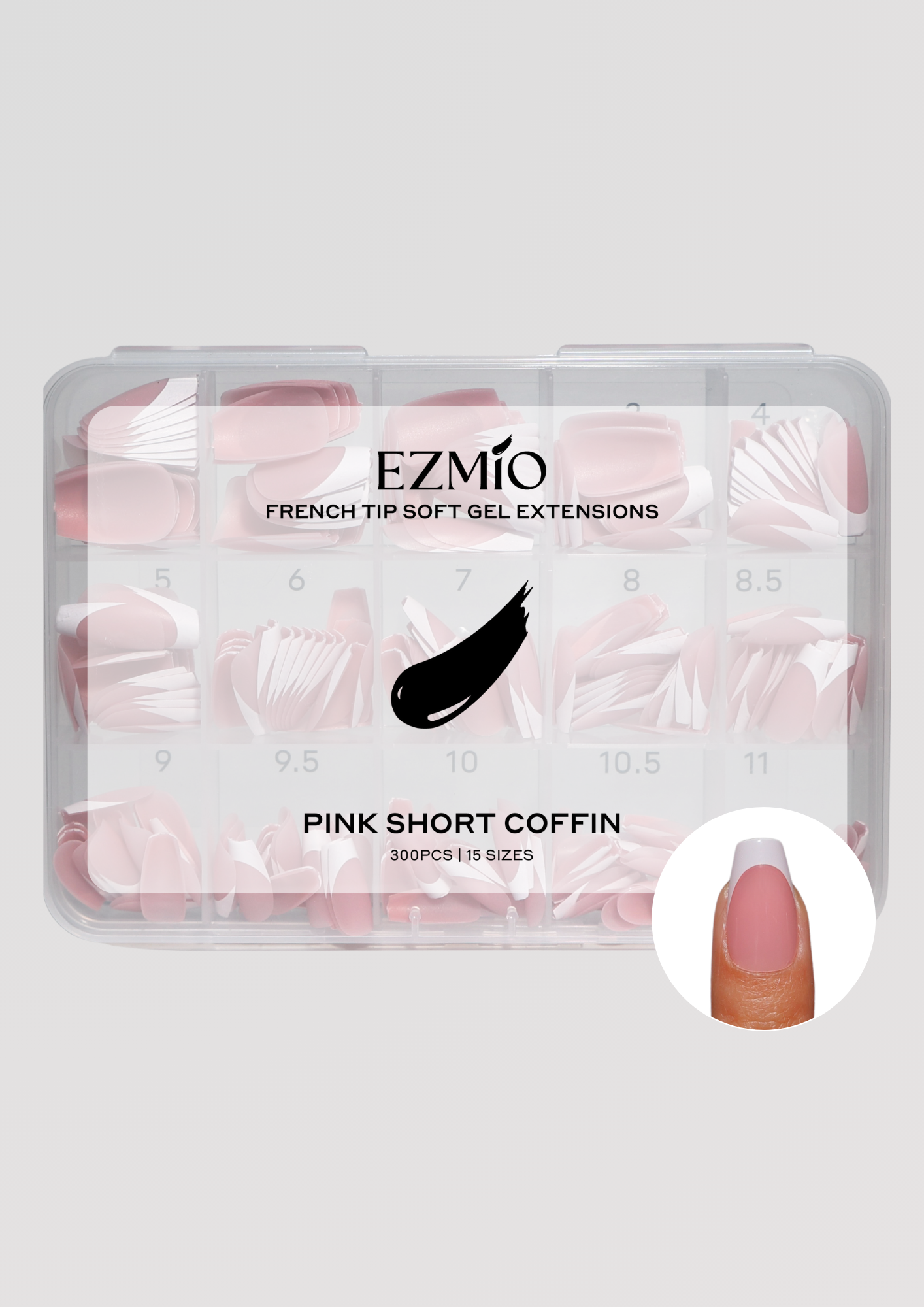 Pink Short Coffin French Tip Gel Extensions