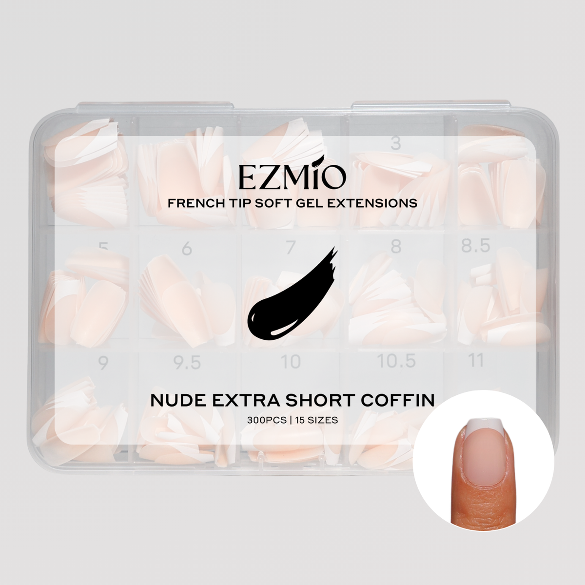 エミーノ化粧品 Nude Extra Short Coffin French Tip Gel Extensions