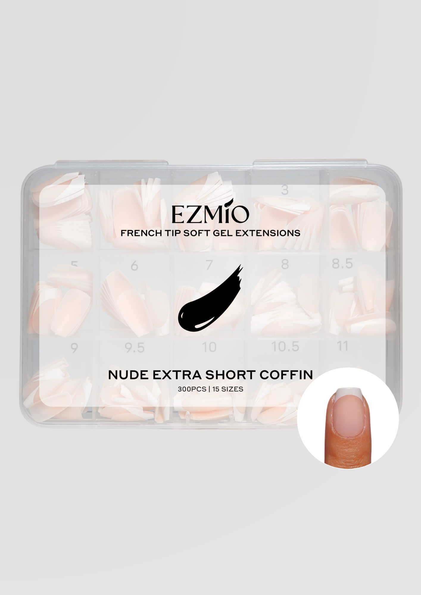 Nude Extra Short Coffin French Tip Gel Extensions