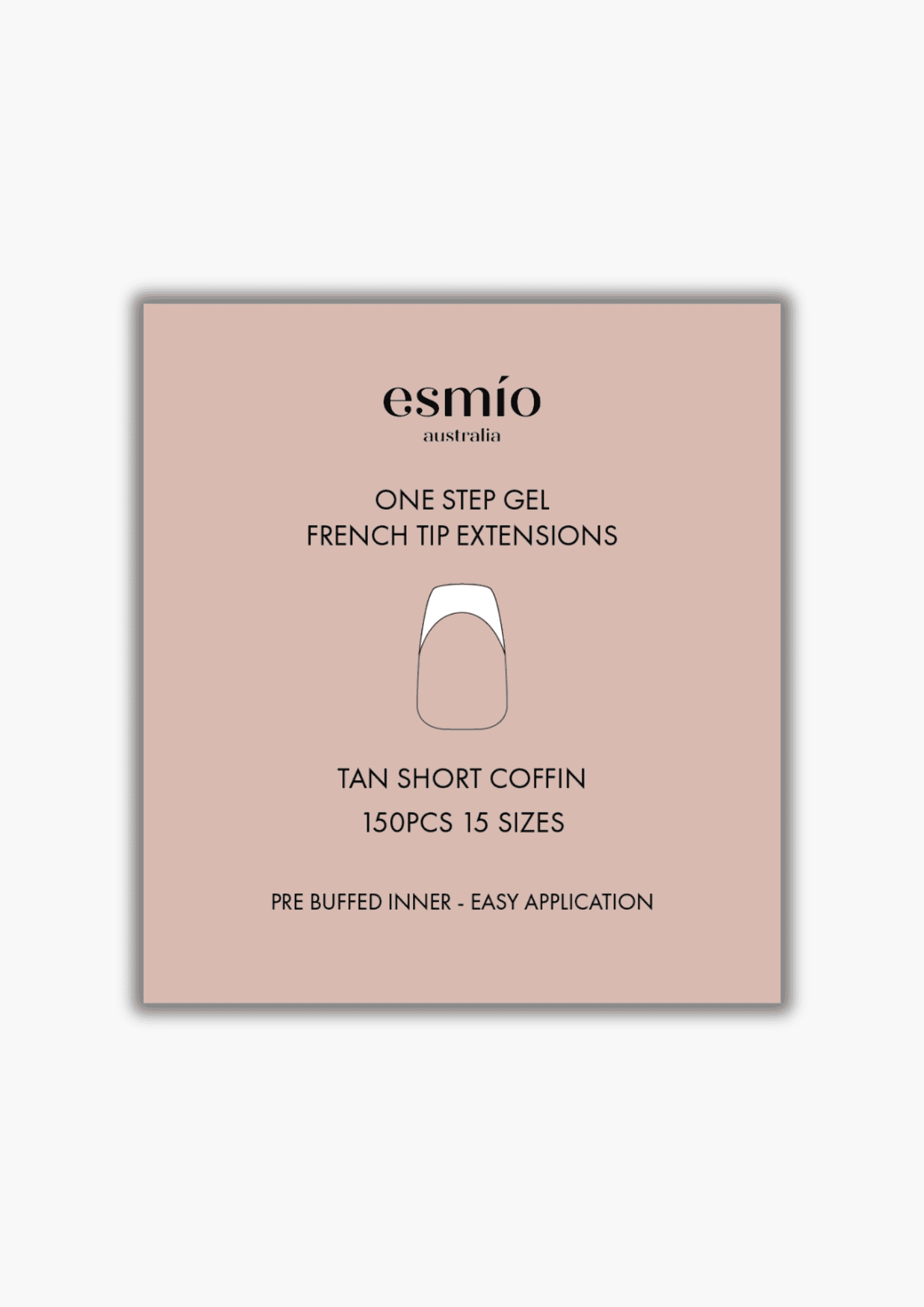 Tan Short Coffin French Tip Gel Extensions