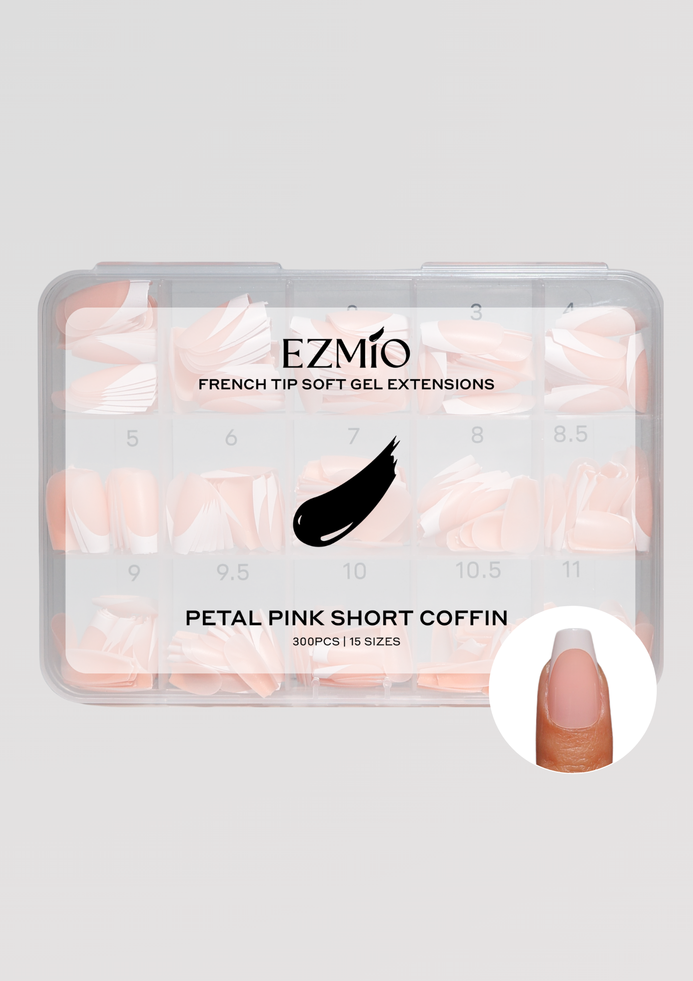Petal Pink Short Coffin French Tip Gel Extensions