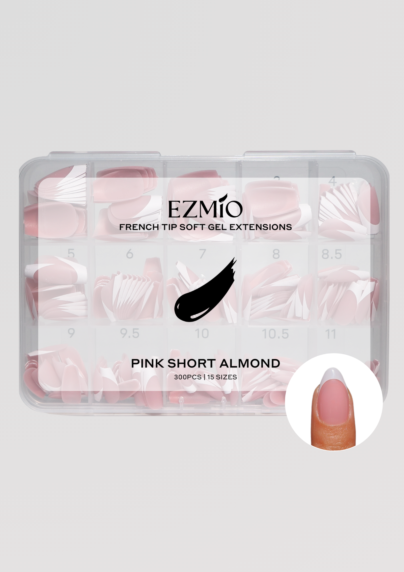 Pink Short Almond French Tip Gel Extensions