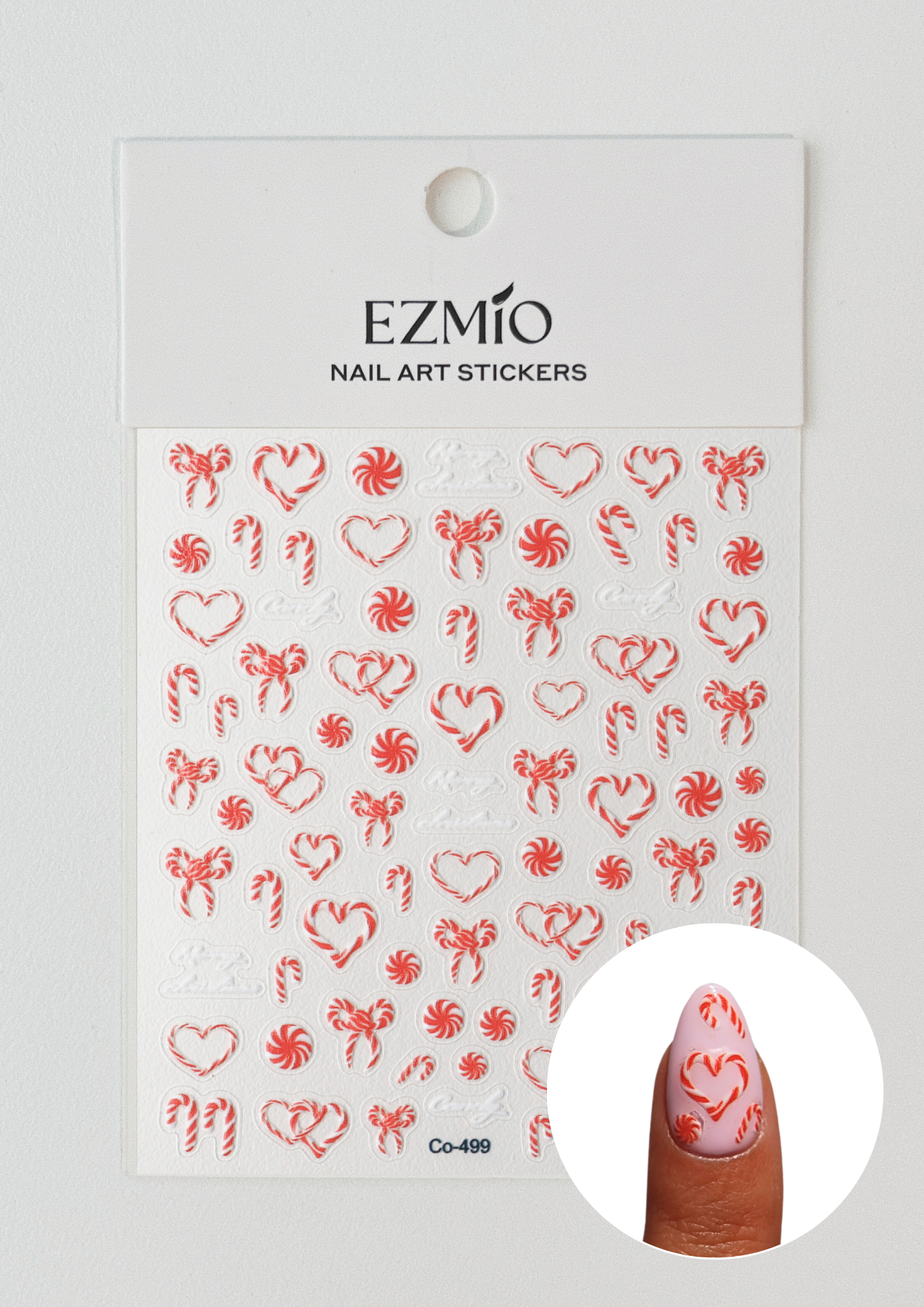 Candy Cane Lane Textured Nail Art Stickers