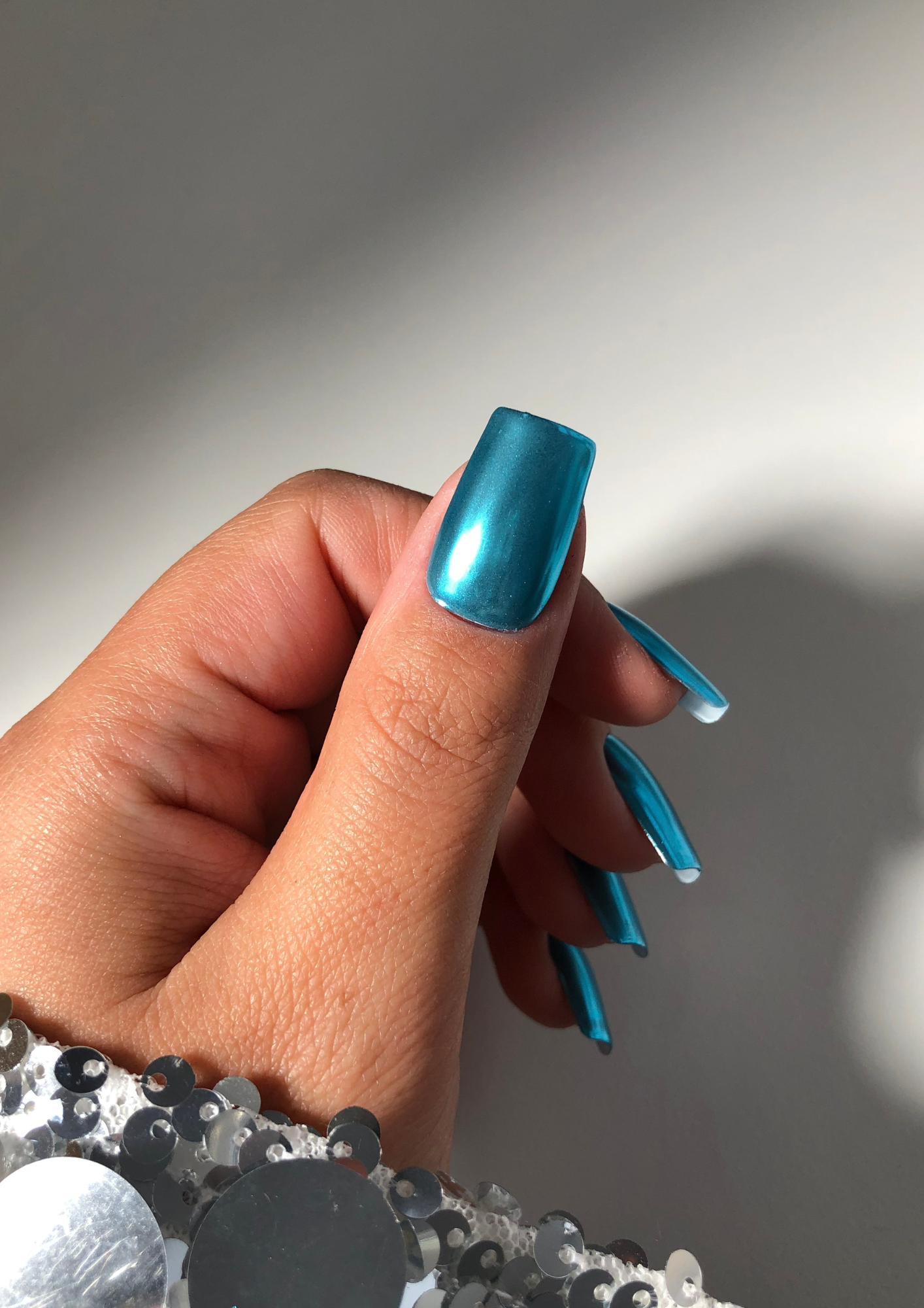 Light Blue Chrome Nail Powder