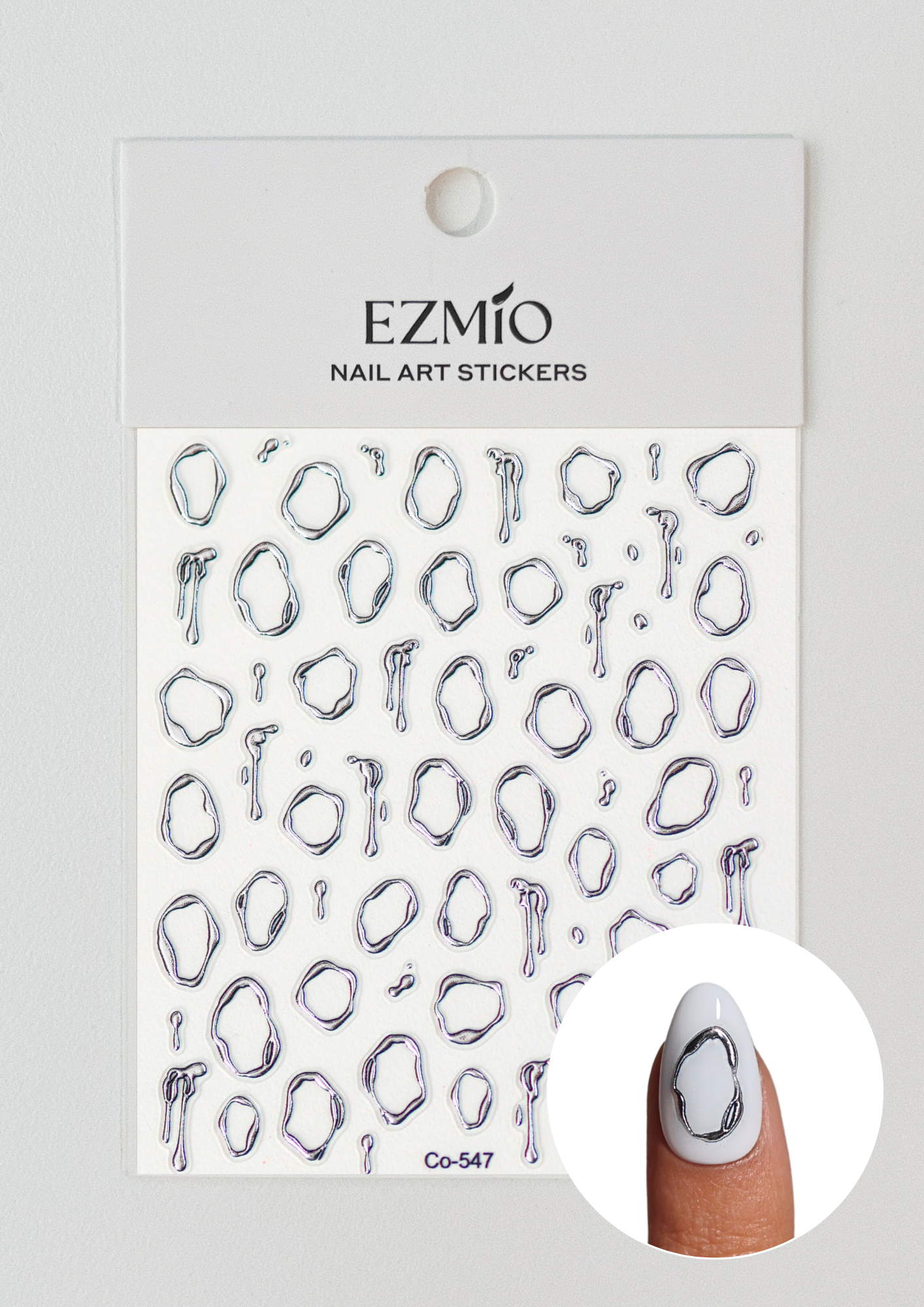 Molten Metal In Silver Textured Nail Art Stickers