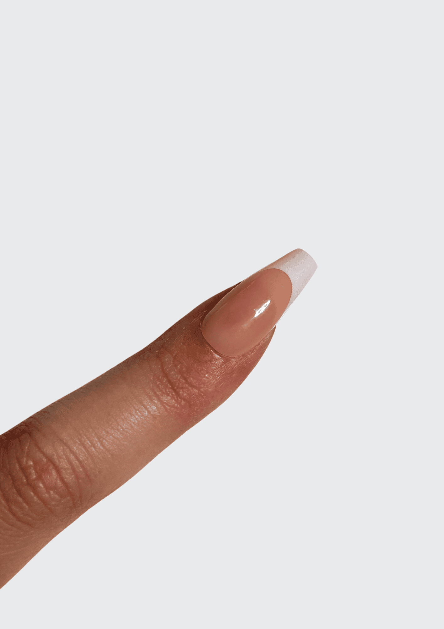 Peach Medium Coffin French Tip Gel Extensions