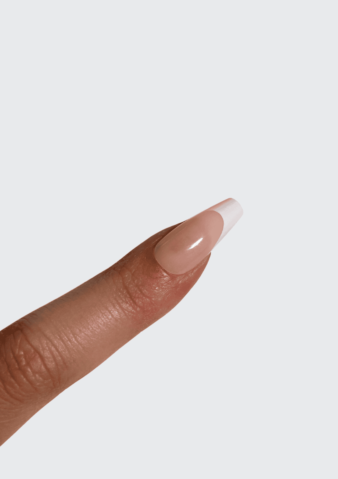 Petal Pink Medium Coffin French Tip Gel Extensions