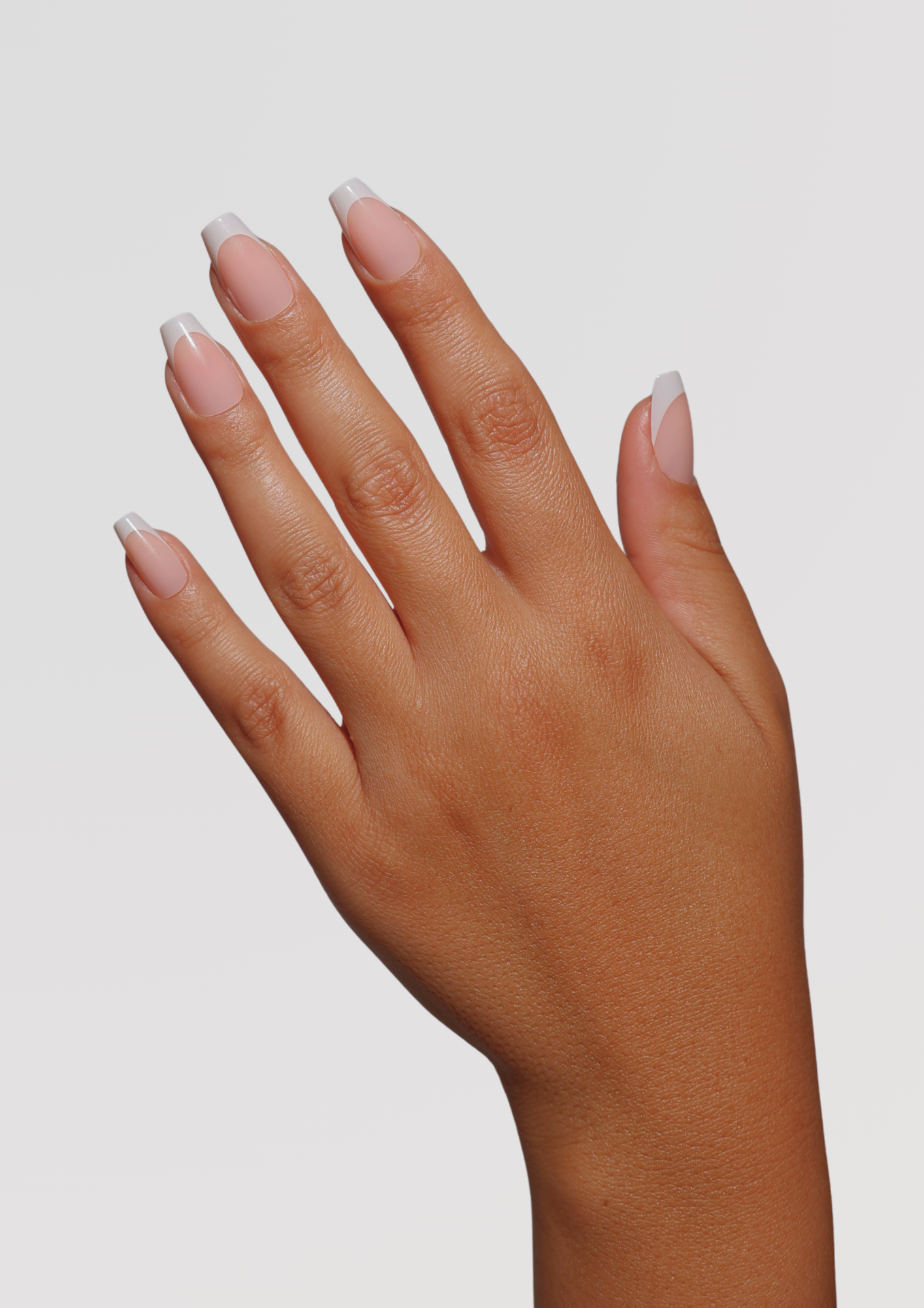 Petal Pink Short Coffin French Tip Gel Extensions