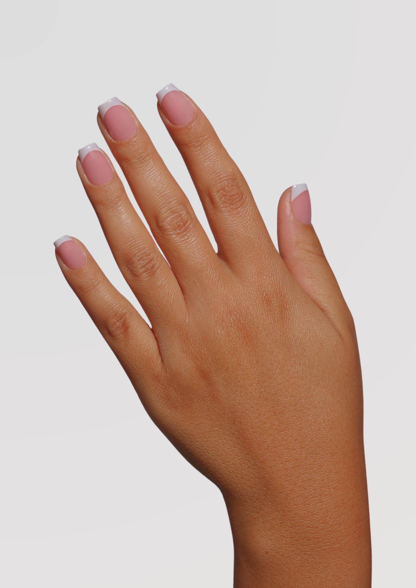 Pink Extra Short Coffin French Tip Gel Extensions