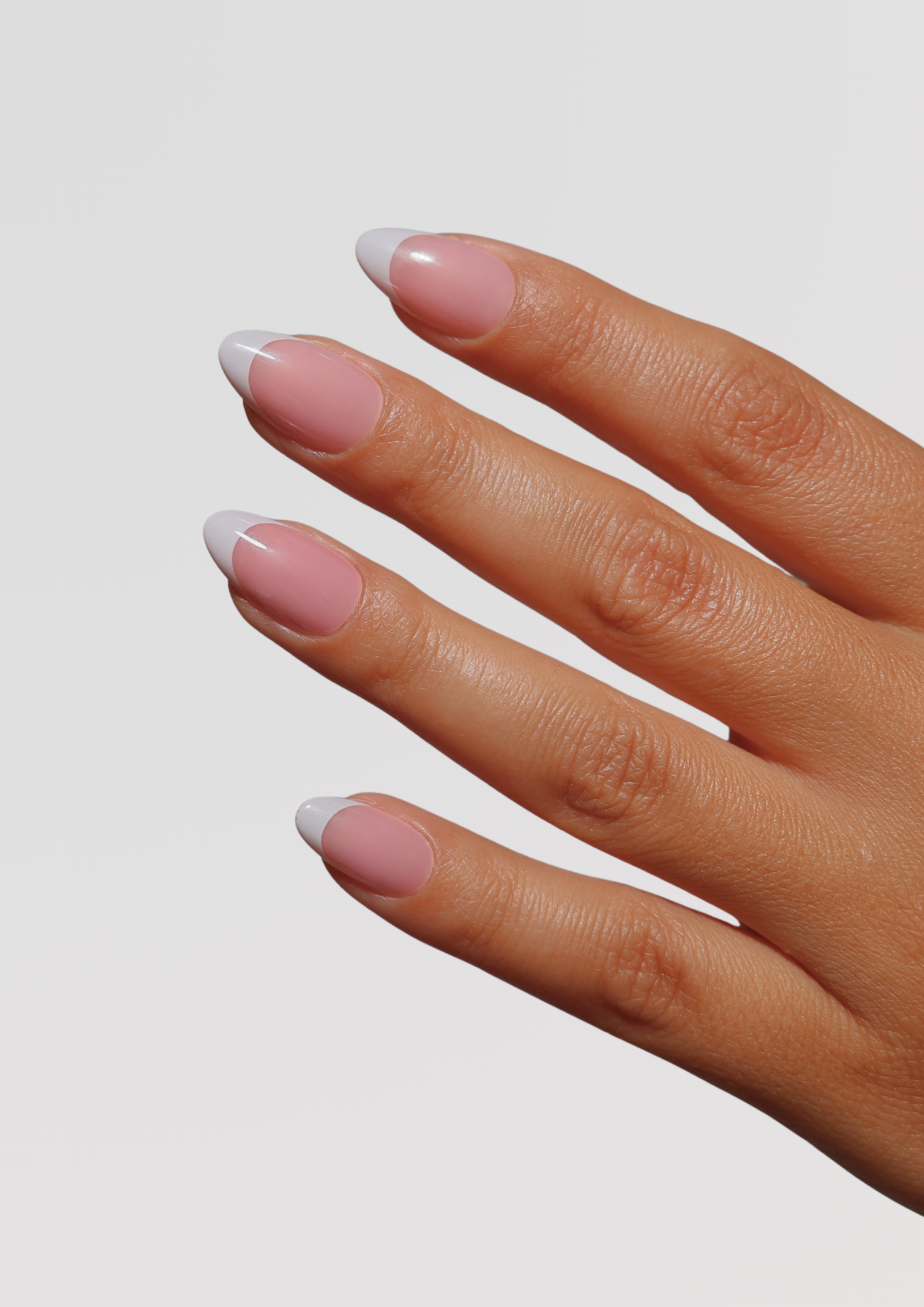 Pink Short Almond French Tip Gel Extensions