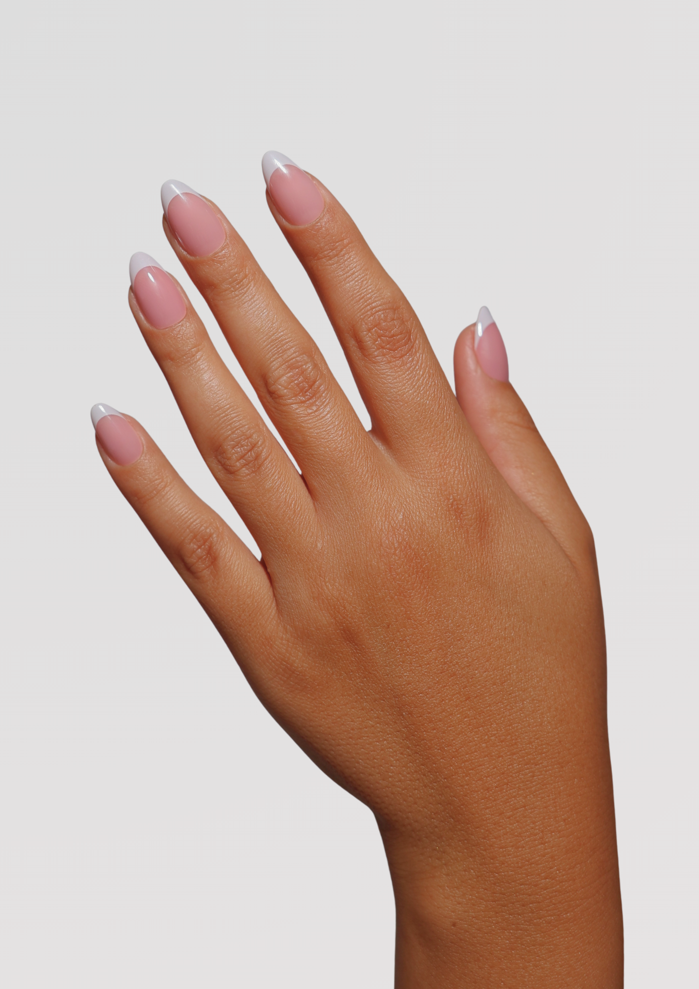Pink Short Almond French Tip Gel Extensions
