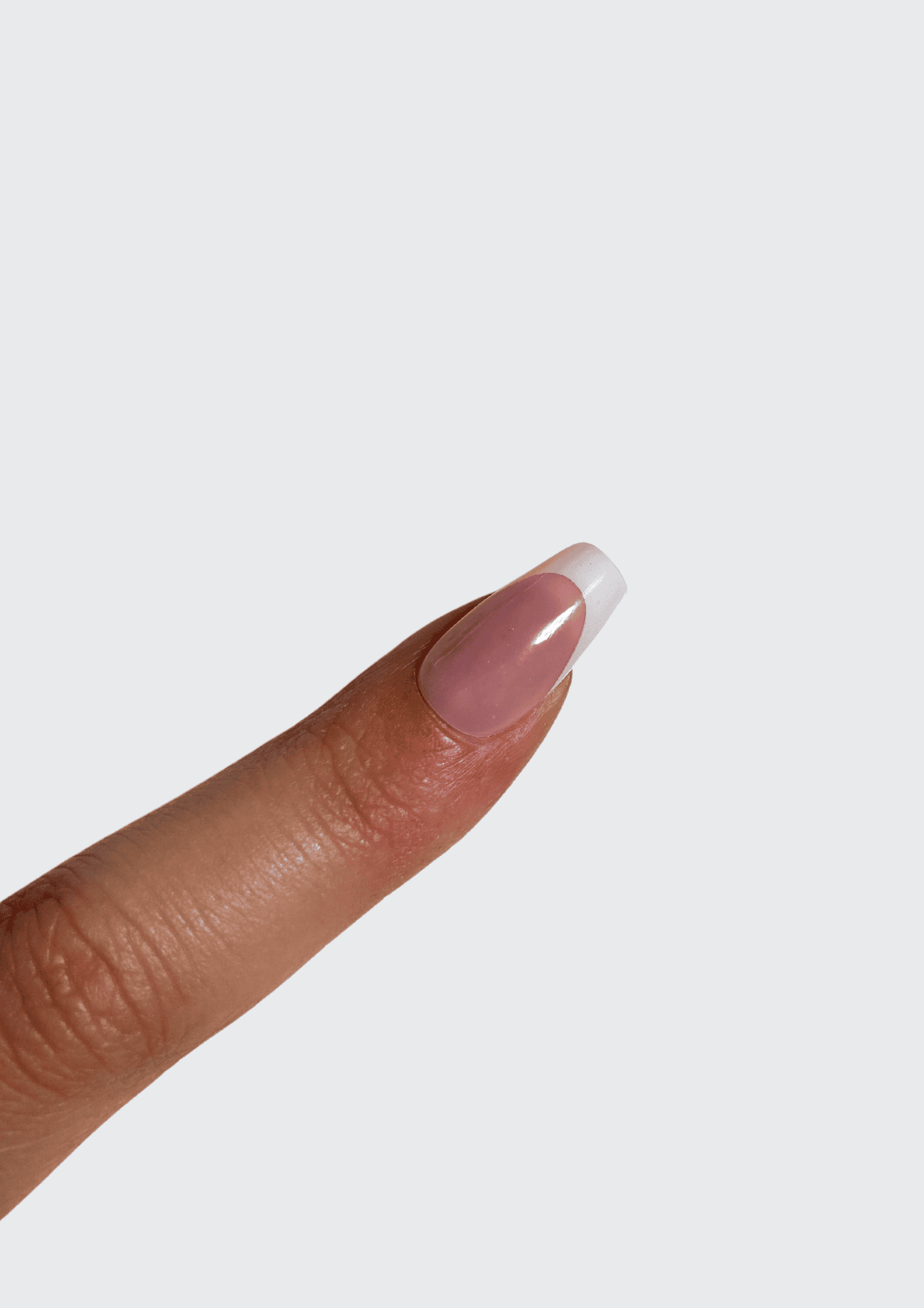 Pink Short Coffin French Tip Gel Extensions