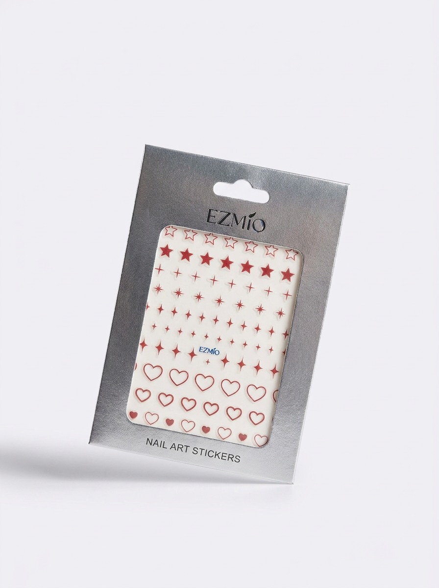 Red Hearts and Stars Sticker Sheet