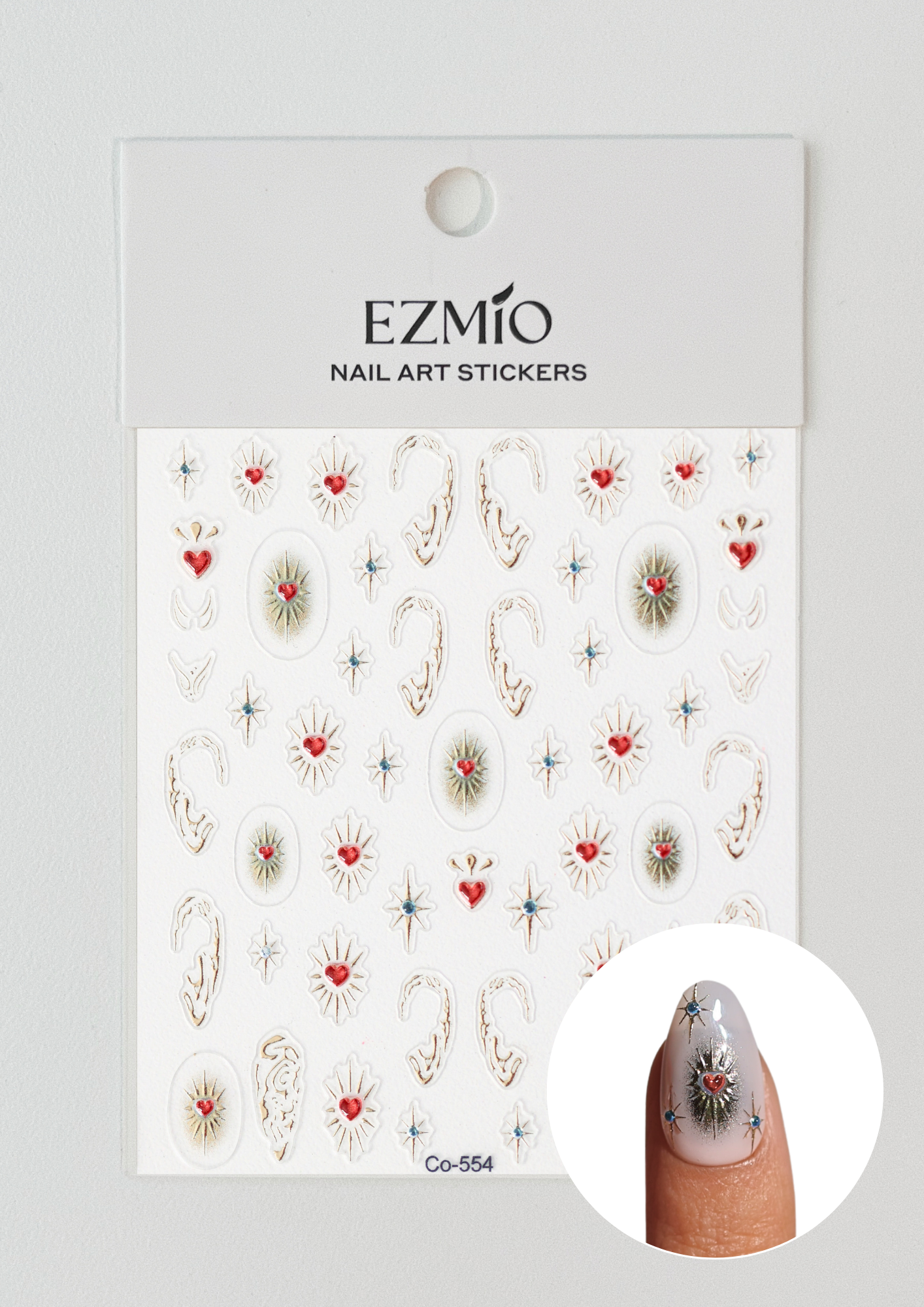 Sacred Hearts Textured Nail Art Stickers