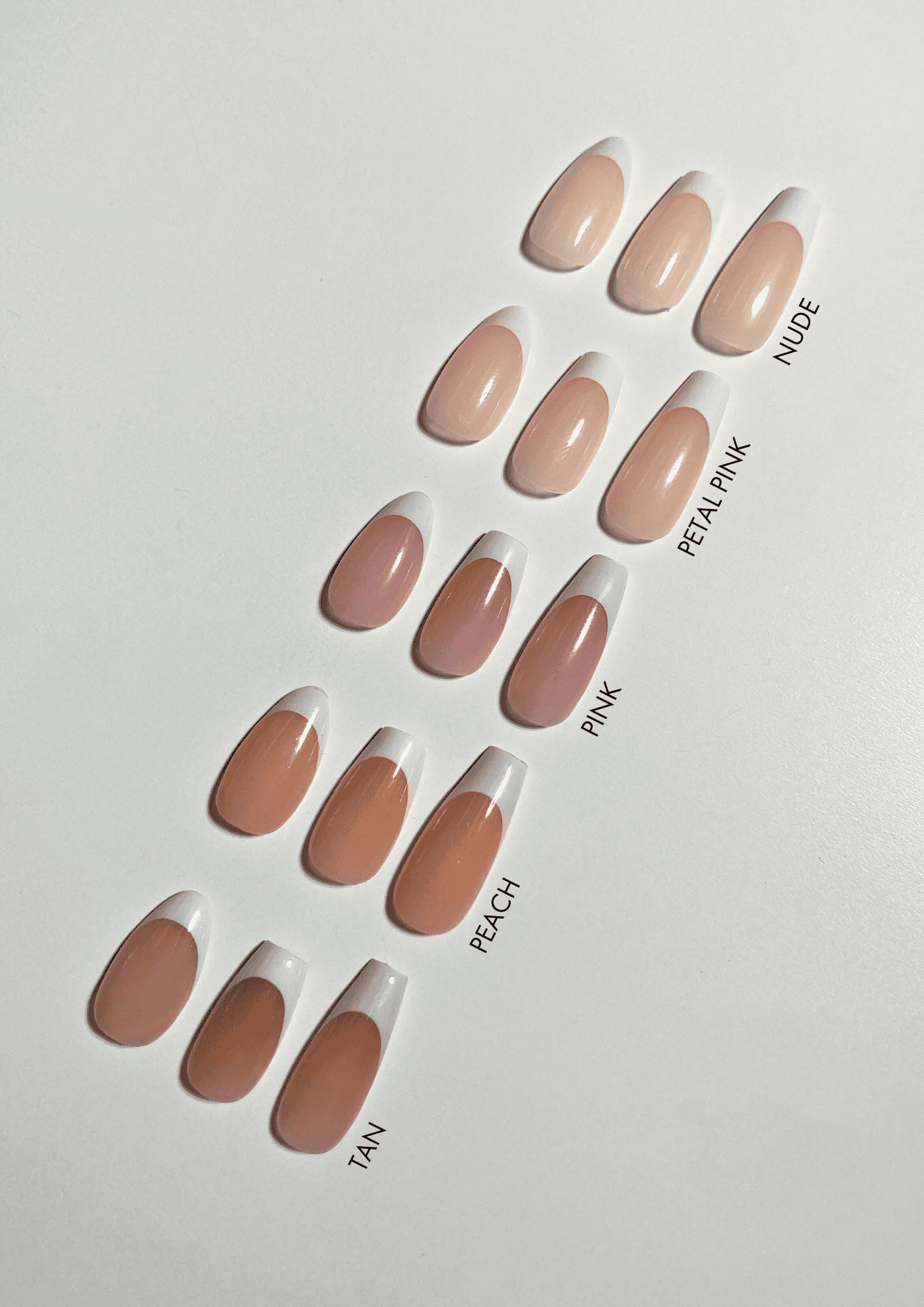 Peach Short Coffin French Tip Gel Extensions